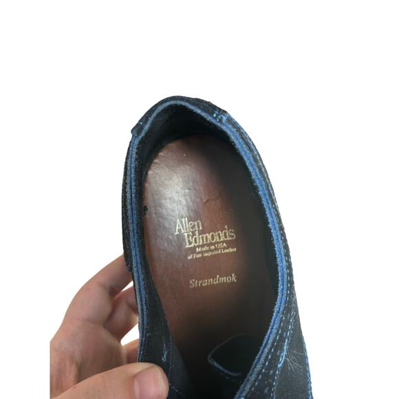Allen Edmonds Strandmok Cap-Toe Oxfords 10 D Navy Blue Suede Made in USA - Picture 5 of 11